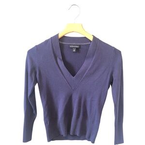 Banana Republic Silk Cotton Cashmere V-Neck Navy Pullover Sweater XS